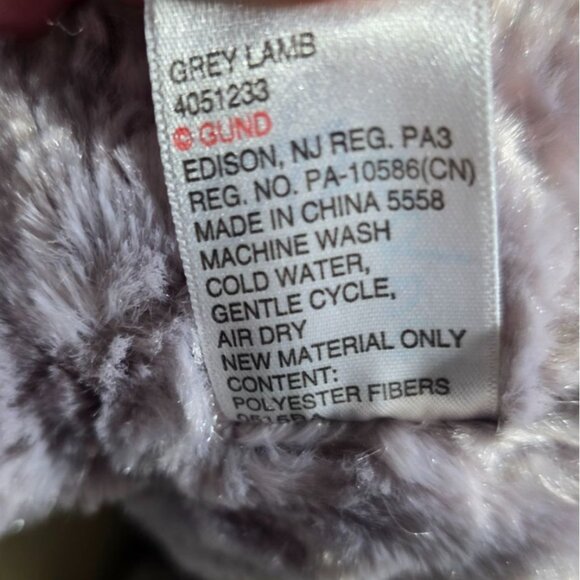 Gund Plush Lamb Stuffed Animal Baby G Grey crinkle ears embroidered eyes sheep - Picture 7 of 8